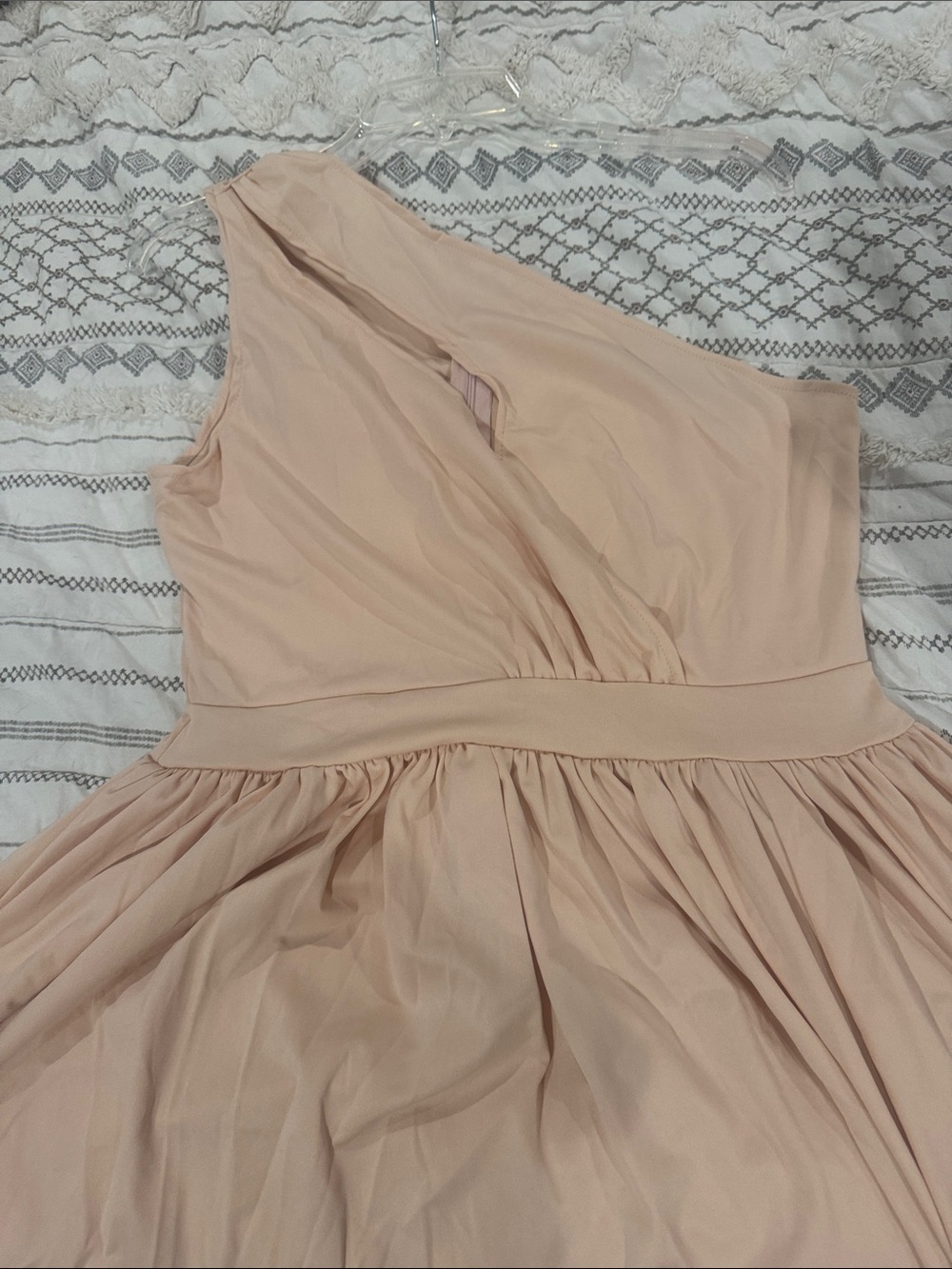 Blush One-Shoulder Chiffon Dress